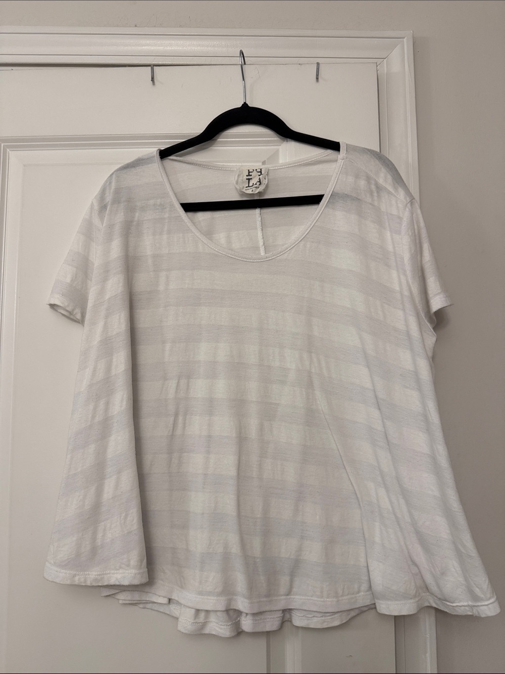 PPLA White Short-Sleeve Scoop Neck Tee